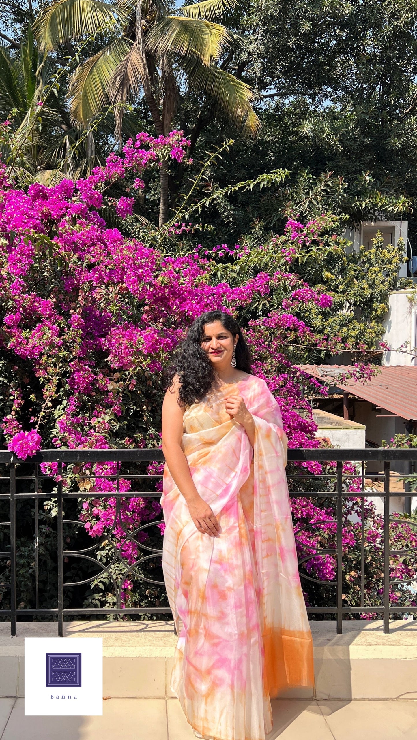 Pastel wedding roses - Banna's signature organza saree