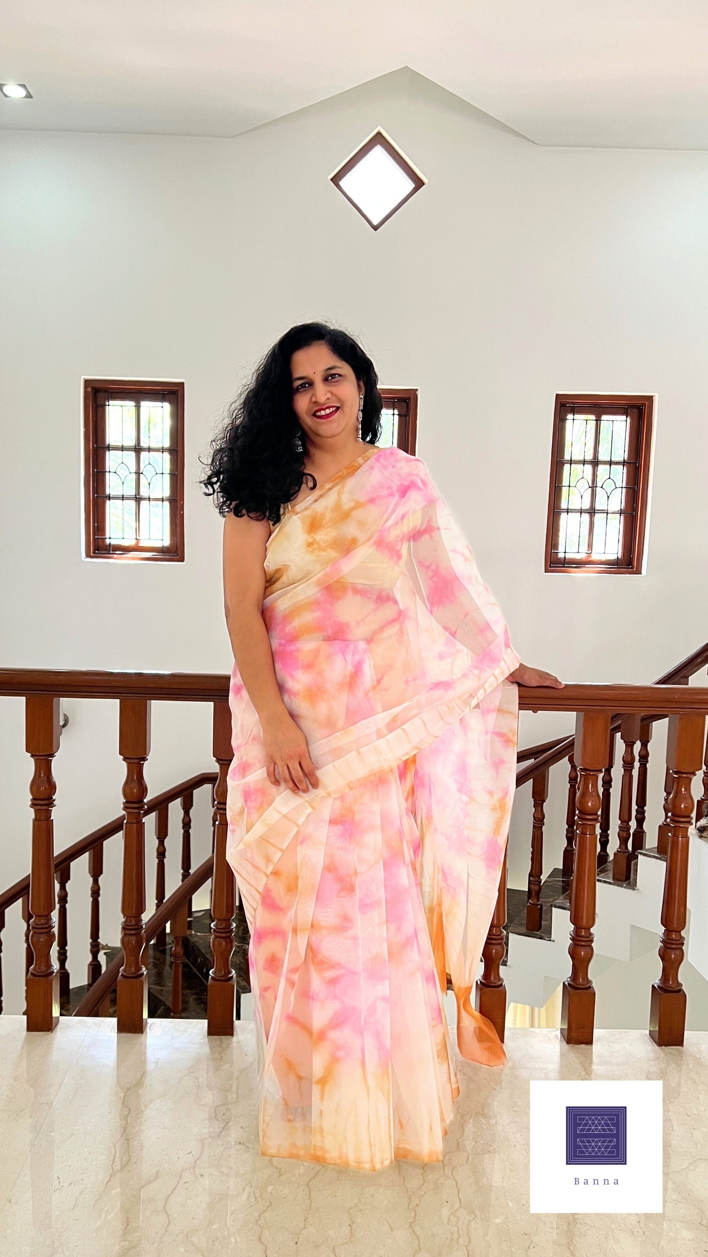 Pastel wedding roses - Banna's signature organza saree