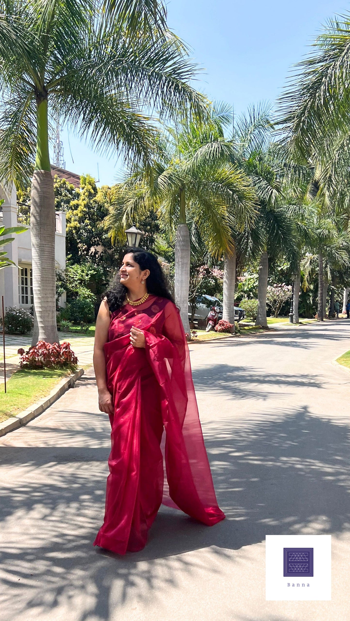 Maroon Solid Organza saree - Banna's signature solid organza saree