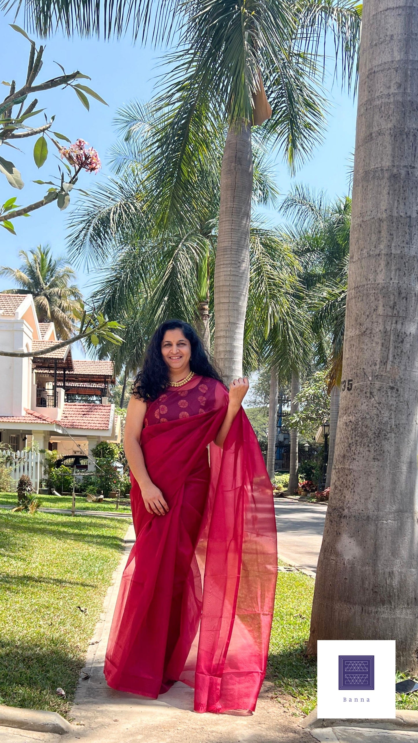 Maroon Solid Organza saree - Banna's signature solid organza saree