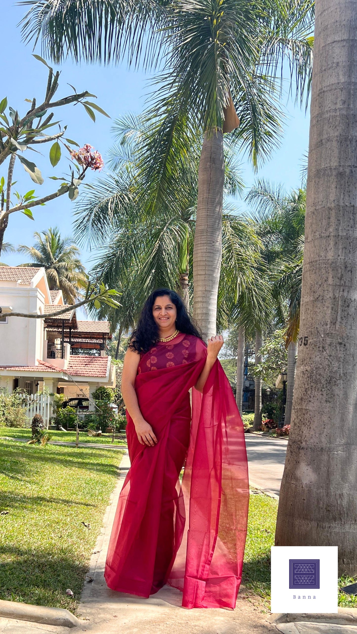 Maroon Solid Organza saree - Banna's signature solid organza saree