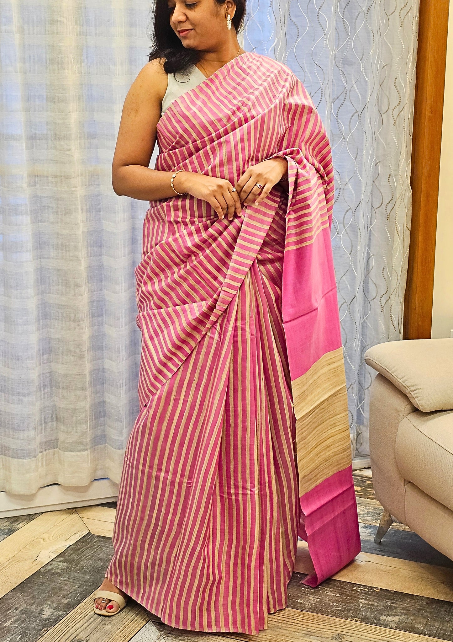 Naturally beautiful - Pure Tussar Silk with certified silk mark - Pink