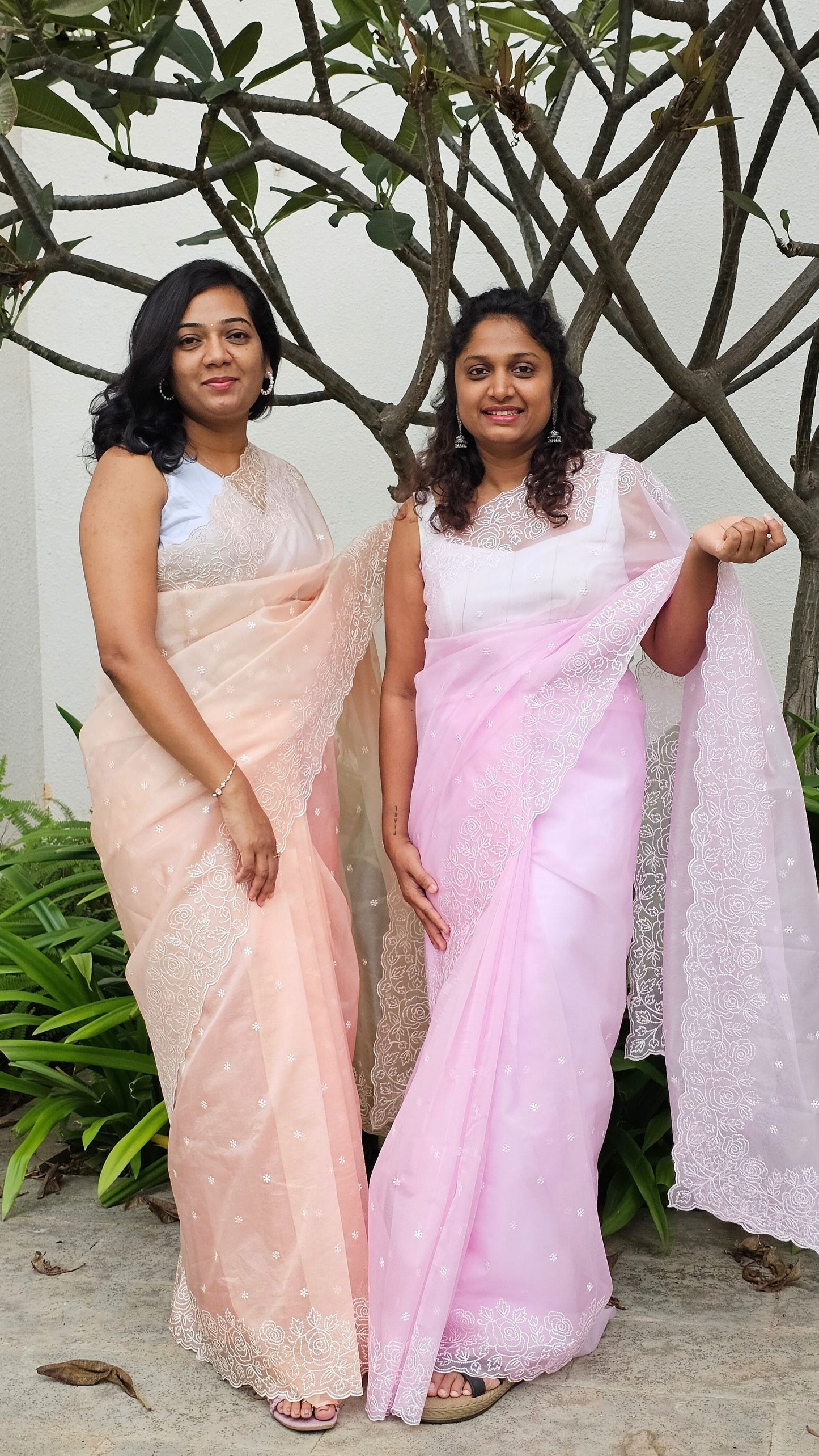 Peach Rose - Organza saree in pastel peach