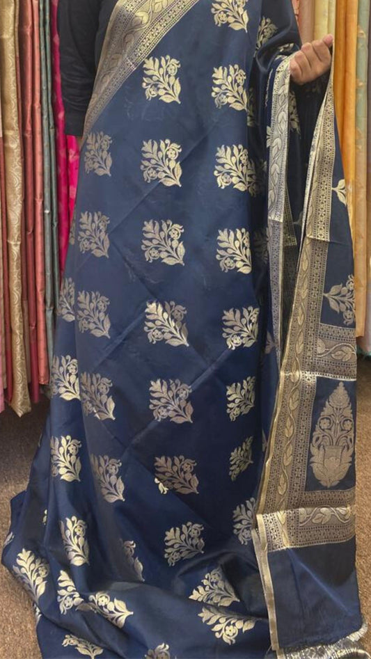 Banaras Silk blend - Navy Blue