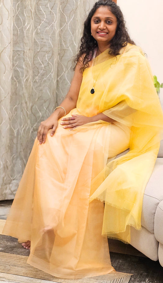 Yellow Cream Orange - Banna's signature saree